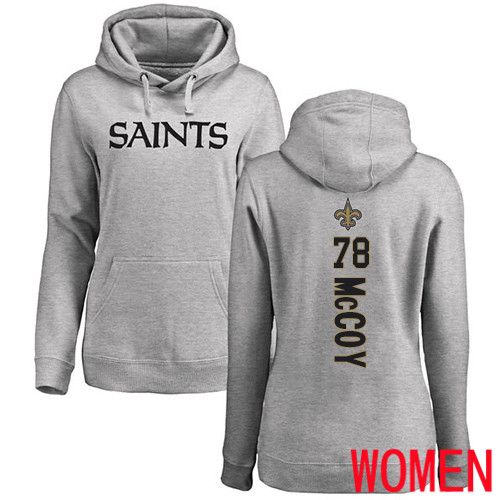 New Orleans Saints Ash Women Erik McCoy Backer NFL Football #78 Pullover Hoodie Sweatshirts